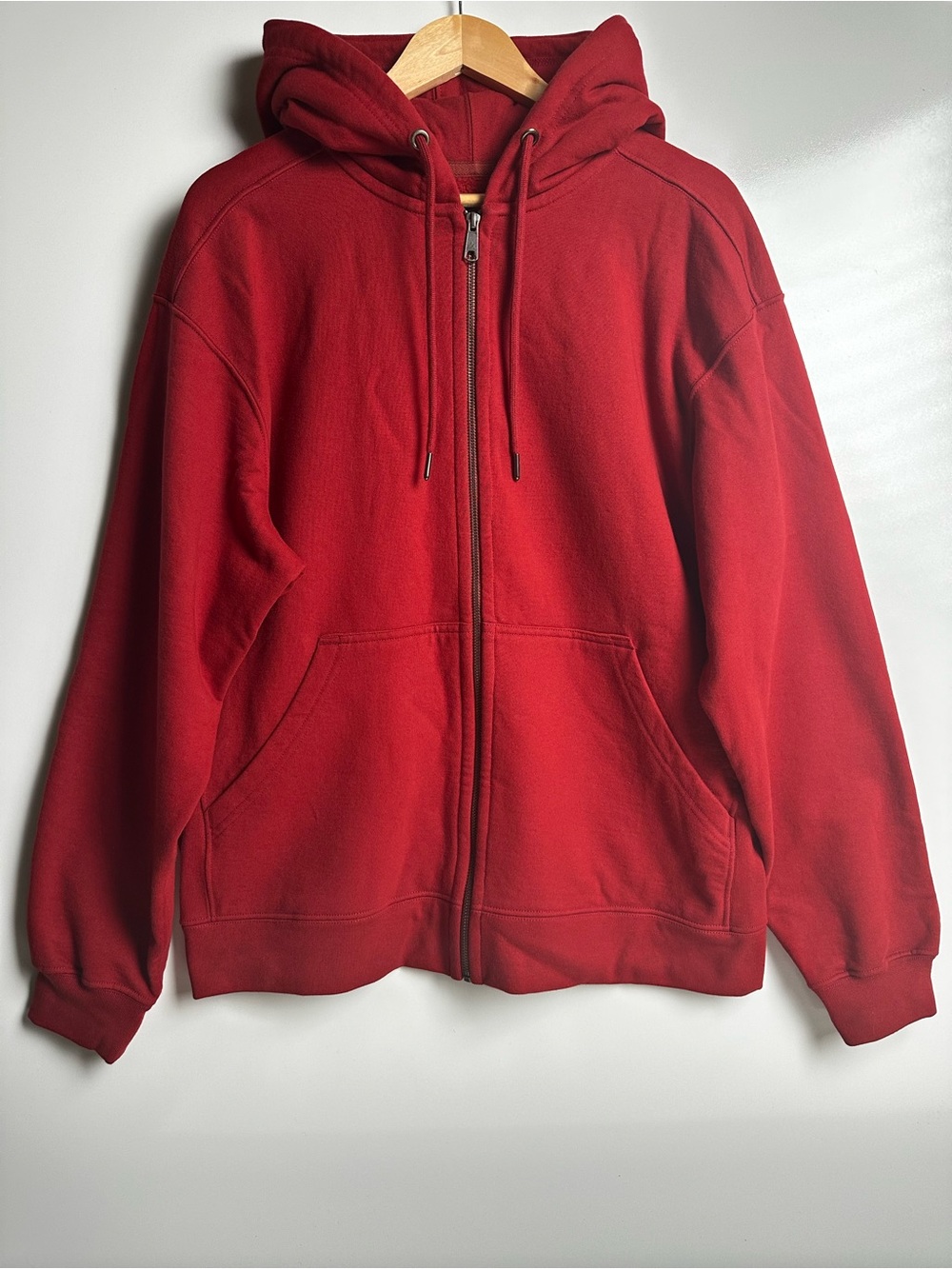 American Giant Classic Full Zip Hoodie Red Mens Size L Heavyweight USA